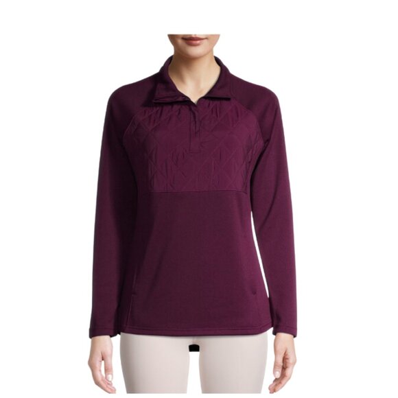 Avia Women's Active Quilted 1/4 Zip Pullover Purple Maroon Wicking Women's Med - Picture 2 of 7